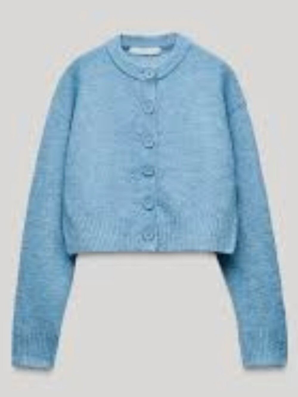Zara Cropped Light Blue Button-Front Knit Sweater Size M
